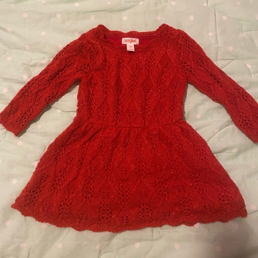 Long sleeve red sparkly dress